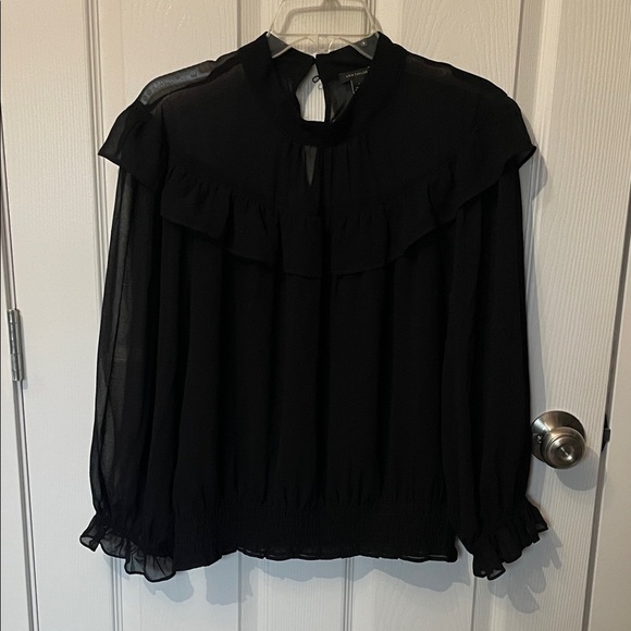 Ann Taylor Black Ruffled Blouse - Picture 1 of 4